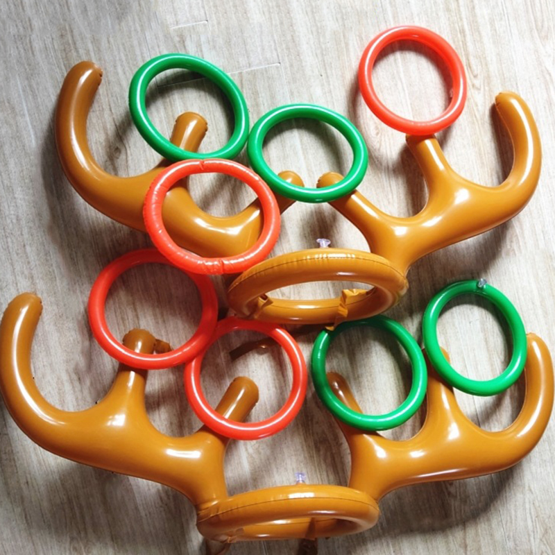 Party Games No Supplies - 1set Inflatable Reindeer Antler Ring Toss
