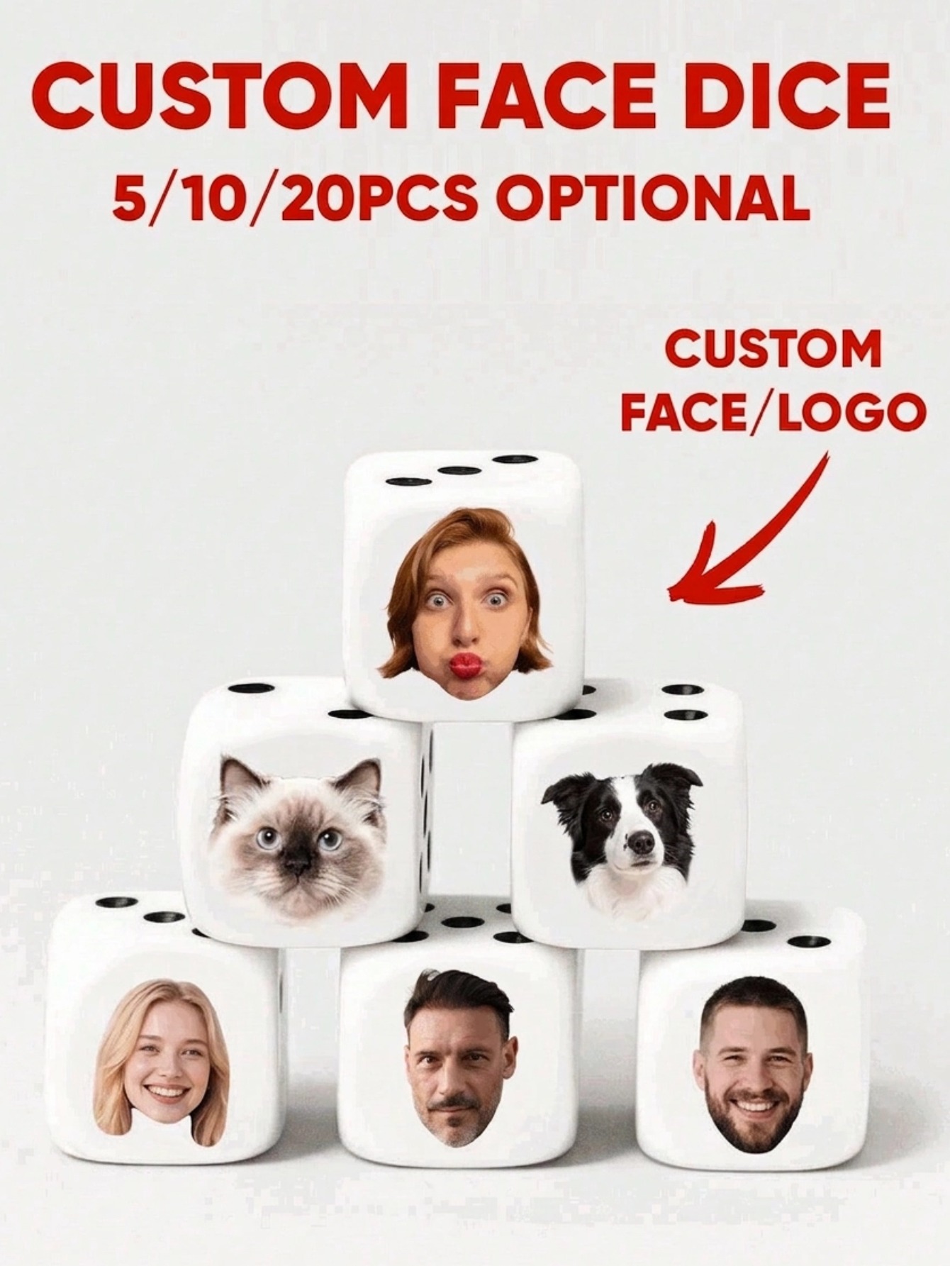 Party Games Groups - Custom Face Dice Personalized Face Dice