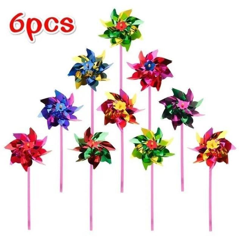 Games Garden Party - 6Pcs Plastic Windmill Pinwheel Wind Spinner