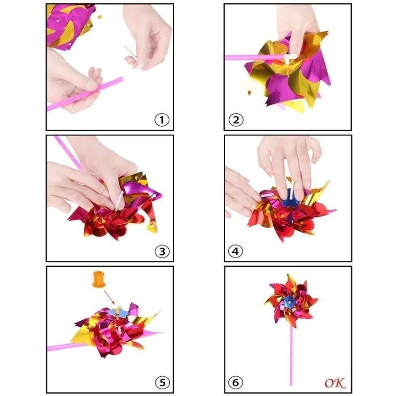 6Pcs Plastic Windmill Pinwheel - Games Garden Party ulasan dan harga