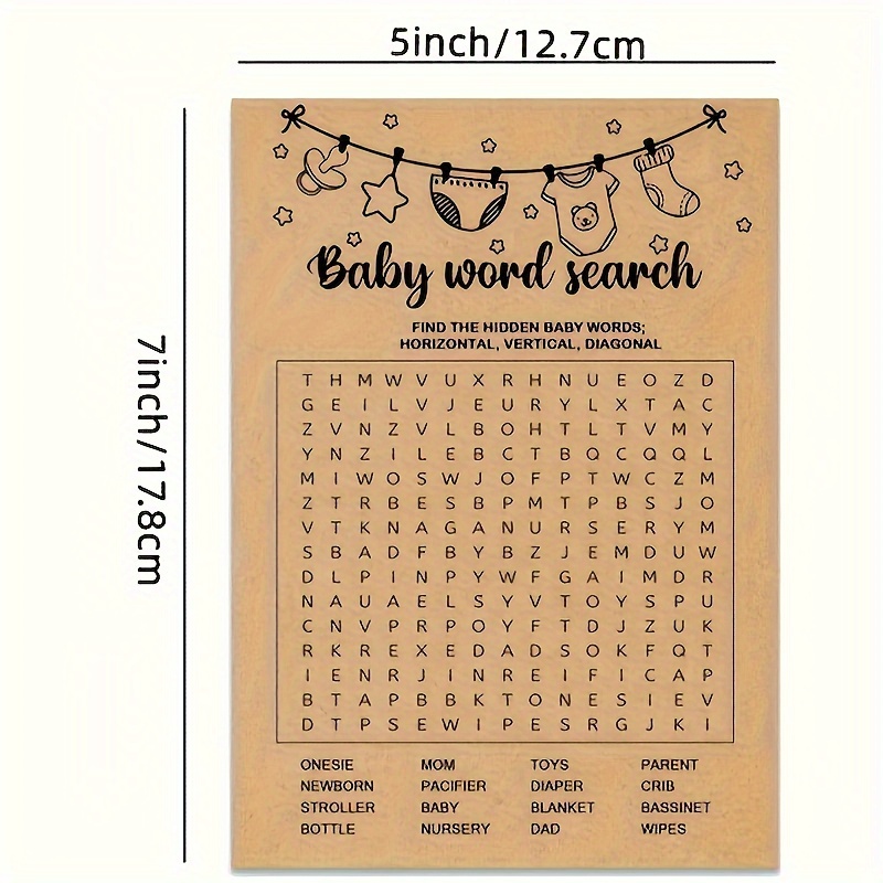 Baby Shower Game, Word Search  - Party Games No Supplies ulasan dan harga