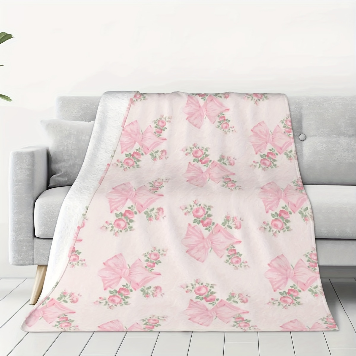Soft Cozy Pink Bow Floral Flan - Washer Toss Set ulasan dan harga